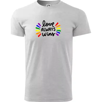 Pánské tričko Love always win - čáry - Triko extra velké (5-8XL) - 7XL ( Světlešedý Melír )