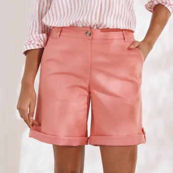 Dámské kraťasy Strečové chino bermudy s nastavitelnou délkou korálová 38