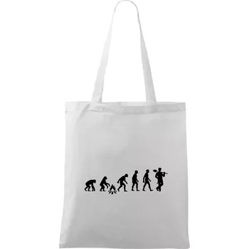 Nákupní taška Evoluce kominík v klobouku - Taška bavlněná - 42 x 38 cm ( Bílá )