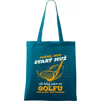 Golfista - možná jsem starý muž - Taška bavlněná - 42 x 38 cm ( Petrolejová )