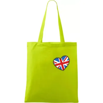 Británie srdce prso - Taška bavlněná - 42 x 38 cm ( Limetková )