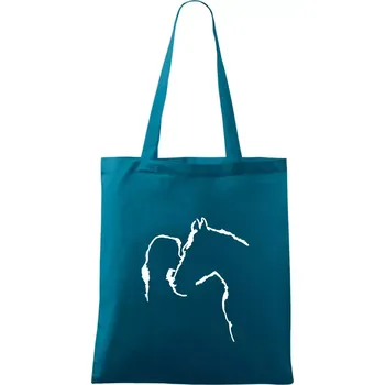 Kůň a já silueta - Taška bavlněná - 42 x 38 cm ( Petrolejová )