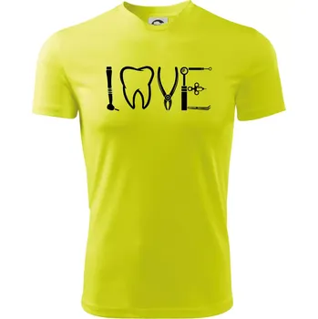Love zubař - Dětské triko sportovní (dresovina) - 158 cm/12 let ( Neonově žlutá )
