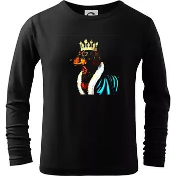 Chlapecké tričko Jezevčík král - olejová malba - Triko dětské Long Sleeve - 122 cm/6 let ( Černá )