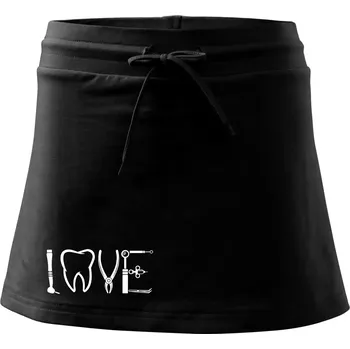 Dámská sukně Love zubař - Sportovní sukně - two in one - L ( Černá )