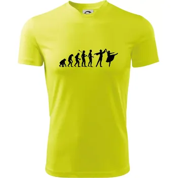 Chlapecké tričko Evoluce tanec - muž a žena se sukní - Dětské triko sportovní (dresovina) - 122 cm/6 let ( Neonově žlutá )