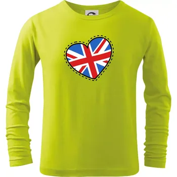 Chlapecké oblečení Británie srdce velké - Triko dětské Long Sleeve - 122 cm/6 let ( Limetková )