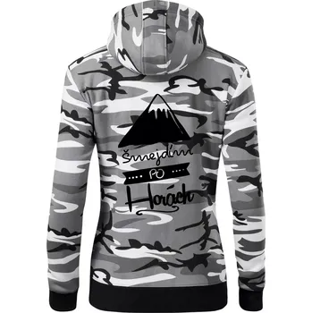Dámská mikina Šmejdím po horách - Dámská mikina trendy zipper s kapucí - 2XL ( Šedý maskáč )