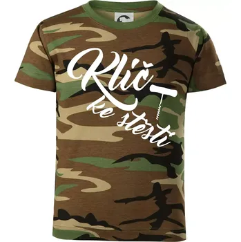 Chlapecké tričko Klíč ke štěstí vývrtka jednoduchá - Dětské maskáčové triko - 104-110cm / 3-4 roky ( Hnědý maskáč )