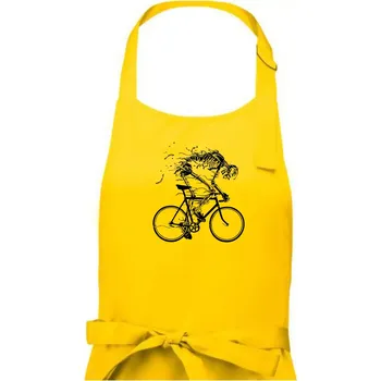 Kuchyňská zástěra Gravel Bike - kostra - Dámská zástěra na vaření - Univerzální velikost ( Žlutá )