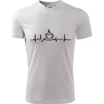 Chlapecké tričko EKG hrnek kávy - Dětské triko sportovní (dresovina) - 122 cm/6 let ( Bílá )