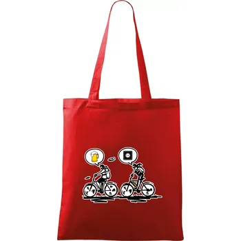 Nákupní taška Cyklistika na co myslím - Taška bavlněná - 42 x 38 cm ( Červená )