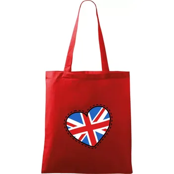 Nákupní taška Británie srdce velké - Taška bavlněná - 42 x 38 cm ( Červená )