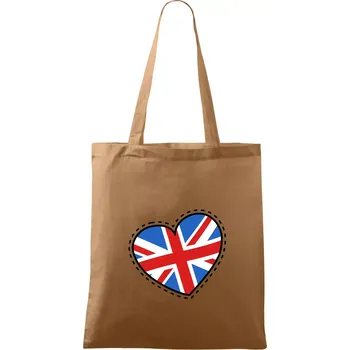 Nákupní taška Británie srdce velké - Taška bavlněná - 42 x 38 cm ( Cappuccino )
