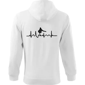 Pánská mikina EKG tanec - na rukou - Mikina s kapucí na zip trendy zipper - S ( Bílá )
