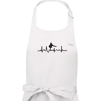 Kuchyňská zástěra EKG tanec - na rukou - Dámská zástěra na vaření - Univerzální velikost ( Bílá )
