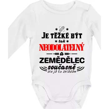 Je těžké být neodolatelný zemědělec - Body kojenecké s dlouhým rukávem - Dlouhý r. do 3 měs ( Bílá )