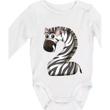 Kojenecký body Věk dítětě zvíře 2 - Body kojenecké s dlouhým rukávem - Dlouhý r. do 3 měs ( Bílá )