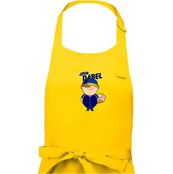 Kuchyňská zástěra Jsem ďábel doručovatel modro žlutý - Pánská zástěra na vaření - Univerzální velikost ( Žlutá )