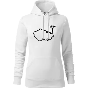 Dámská mikina Cyklistka - Mapa ČR - Mikina dámská Cape s kapucí - 2XL ( Bílá )