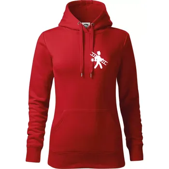 Dámská mikina Kominík logo prso - Mikina dámská Cape s kapucí - S ( Červená )
