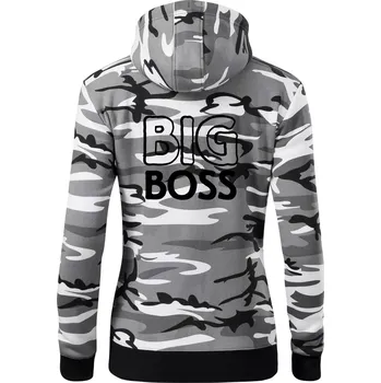Dámská mikina Big boss mini boss - Dámská mikina trendy zipper s kapucí - M ( Šedý maskáč )