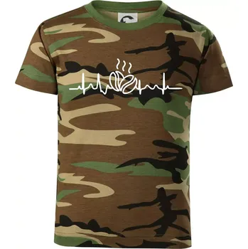 EKG zrna kávy - Dětské maskáčové triko - 122 cm/6 let ( Hnědý maskáč )