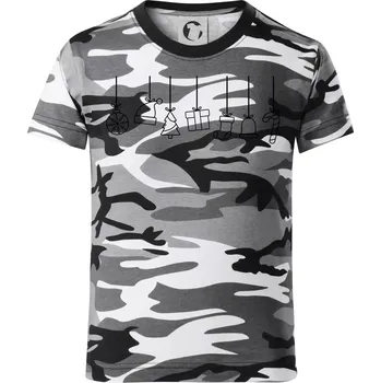 Chlapecké tričko Rodinná vánoční trička - Vánoční ozdoby na provázku - Dětské maskáčové triko - 122 cm/6 let ( Šedý maskáč )