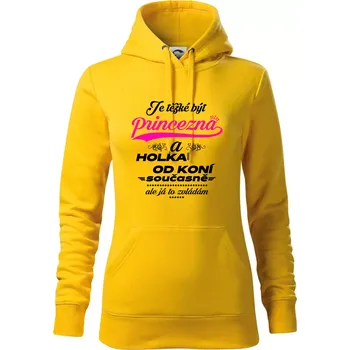 Dámská mikina Je těžké být princezna a holka od koní - Mikina dámská Cape s kapucí - M ( Žlutá )