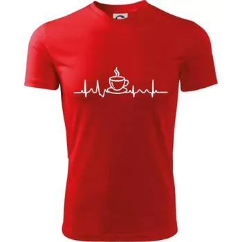 Chlapecké tričko EKG hrnek kávy - Dětské triko sportovní (dresovina) - 134 cm/8 let ( Červená )