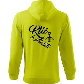 Pánská mikina Vývrtka mechanická - Klíč k přežití - Mikina s kapucí na zip trendy zipper - S ( Limetková )