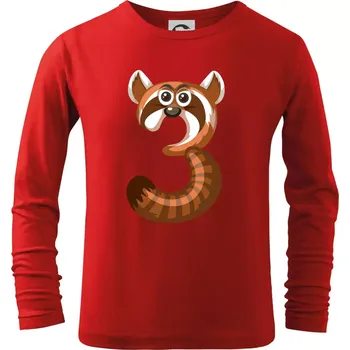 Chlapecké tričko Věk dítětě zvíře 3 - Triko dětské Long Sleeve - 122 cm/6 let ( Červená )
