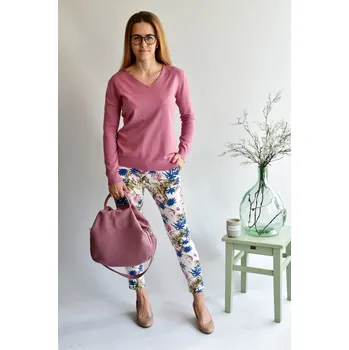 Dámský svetr Svetřík s výstřihem "V" Damod 01253-1 barva: červená-bordó, velikost: *SET 2x S/M-L/XL