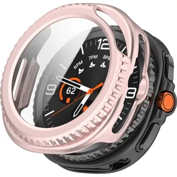 Příslušenství k chytrým hodinkám VSECHNONAMOBIL 117373 PC FULL COVER Plastový kryt se sklem pro Samsung Galaxy Watch8 Classic 46mm metalický růžový