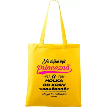 Je těžké být princezna a holka od krav - Taška bavlněná - 42 x 38 cm ( Žlutá )