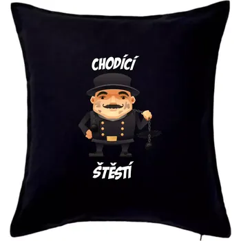 Polštář Kominík chodící štěstí - Polštář 50x50 - 50x50 - Pouze potah ( Černá )