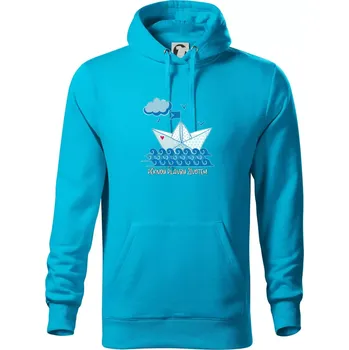 Pánská mikina Pěknou plavbu životem - Mikina pánská Cape s kapucí - 5XL ( Světlý tyrkys )
