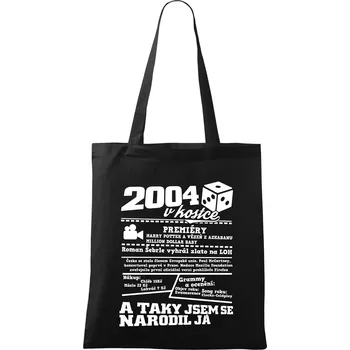 Nákupní taška 2004 v kostce - Taška bavlněná - 42 x 38 cm ( Černá )