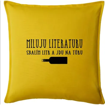 Polštář Miluju literaturu - Polštář 50x50 - 50x50 - Pouze potah ( Žlutá )