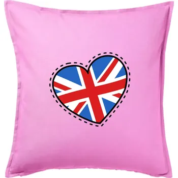 Polštář Británie srdce velké - Polštář 50x50 - 50x50 - Pouze potah ( Růžová )