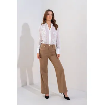 Dámské kalhoty Elegantní kalhoty wide-leg Onado H3043 barva: hnědá , velikost: M