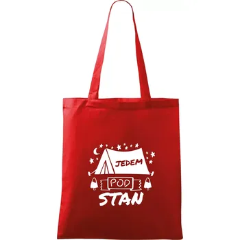 Nákupní taška Jedem pod stan - Taška bavlněná - 42 x 38 cm ( Červená )