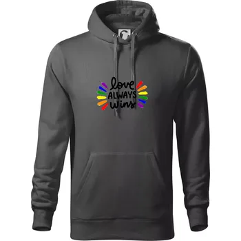 Pánská mikina Love always win - čáry - Mikina pánská Cape s kapucí - 4XL ( Ocelově šedá )