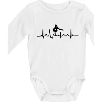 Kojenecký body EKG tanec - na rukou - Body kojenecké s dlouhým rukávem - Dlouhý r. do 3 měs ( Bílá )