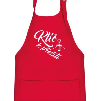Kuchyňská zástěra Vývrtka mechanická - Klíč k přežití - Dětská zástěra na vaření - Univerzální velikost ( Červená )