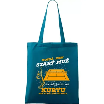 Tenista - možná jsem starý muž - Taška bavlněná - 42 x 38 cm ( Petrolejová )