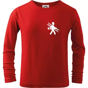 Kominík logo prso - Triko dětské Long Sleeve - 146 cm/10 let ( Červená )