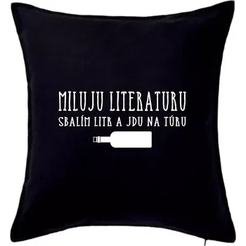 Polštář Miluju literaturu - Polštář 50x50 - 50x50 - Pouze potah ( Černá )
