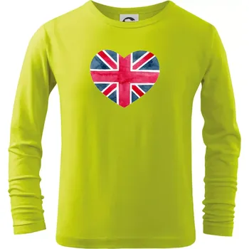 Chlapecké oblečení Britské srdce malované - Triko dětské Long Sleeve - 134 cm/8 let ( Limetková )