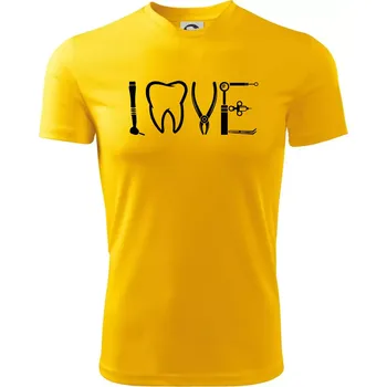 Chlapecké tričko Love zubař - Dětské triko sportovní (dresovina) - 122 cm/6 let ( Žlutá )